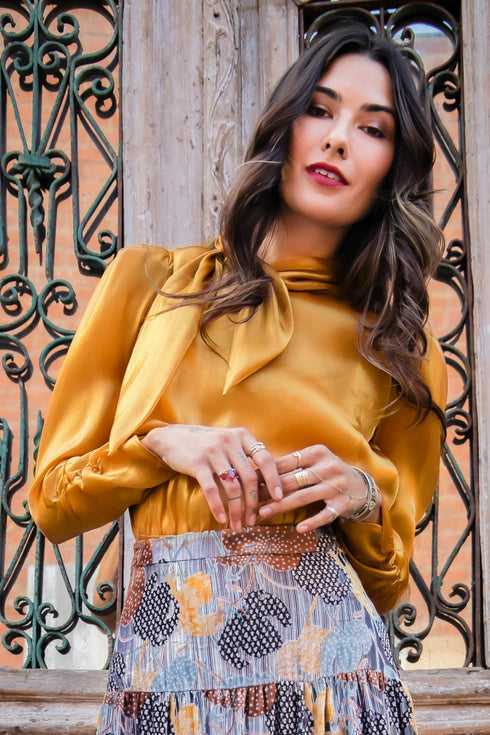 Zadi Organza Blouse in Autumnal Ochre